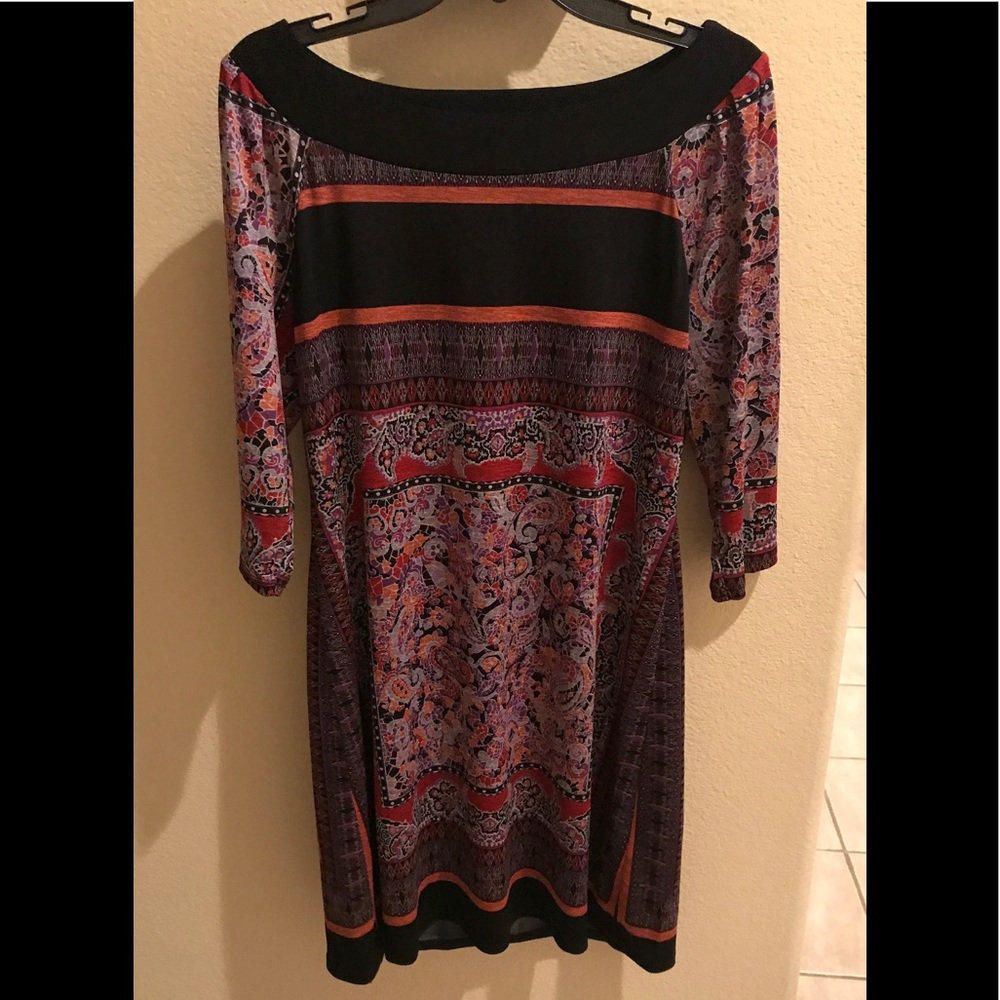 Tiana B. Print Shift 3/4 Sleeve Dress L (Large)